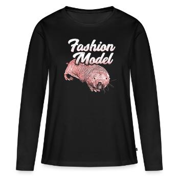 Nacktmull Fashion Model Nager Ratten Ratte Humor - Frauen Premium Bio Langarmshirt - Schwarz - Vorne - Julia (174cm)