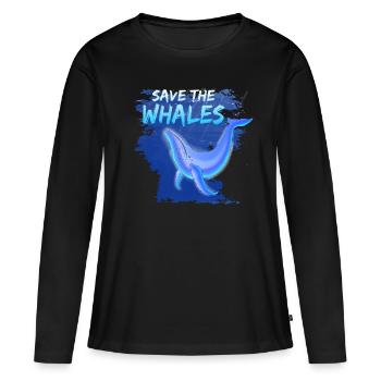Rettet die Wale Wal Blauwal - Frauen Premium Bio Langarmshirt - Schwarz - Vorne - Julia (174cm)