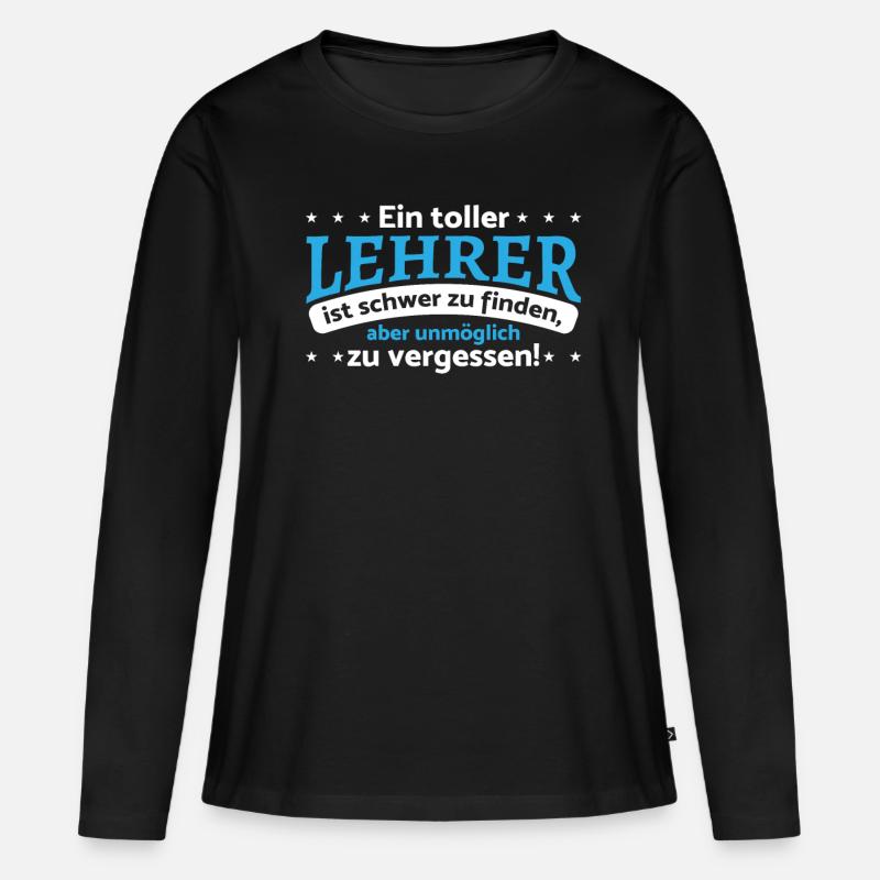 Lehrer Schule Lehrerin Spruch - Frauen Premium Bio Langarmshirt - Schwarz