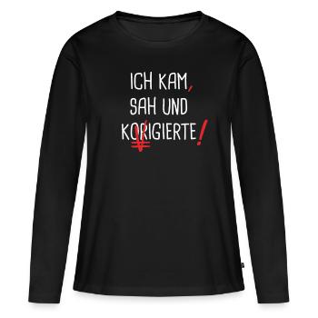 Lehrer Lehrerin Lehramt - Frauen Premium Bio Langarmshirt - Schwarz - Vorne - Julia (174cm)