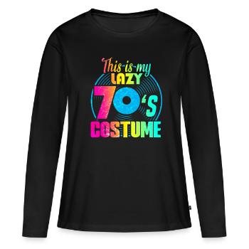 70s 1970s 70s music disco costume - Women's Premium Organic Long Sleeve Shirt - black - Front - Julia (174cm)