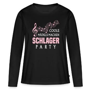 Schlagerparty Schlager Schlagermusik - Frauen Premium Bio Langarmshirt - Schwarz - Vorne - Julia (174cm)