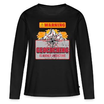 Geocaching - T-shirt manches longues Premium bio Femme - noir - Devant - Julia (174cm)
