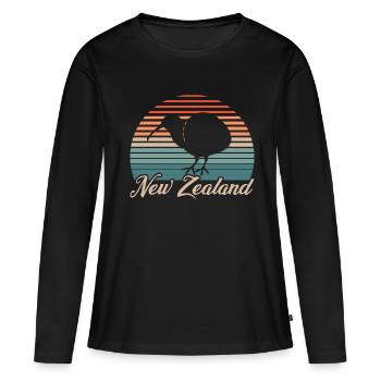 Neuseeland Neuseeländer Backpacker - Frauen Premium Bio Langarmshirt - Schwarz - Vorne - Julia (174cm)