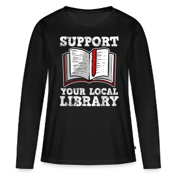 bibliothèque - T-shirt manches longues Premium bio Femme - noir - Devant - Julia (174cm)
