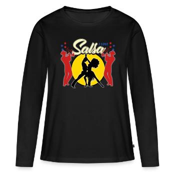 salsa - T-shirt manches longues Premium bio Femme - noir - Devant - Julia (174cm)