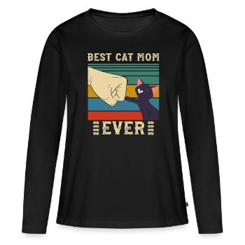 Meilleur chat maman jamais - T-shirt manches longues Premium bio Femme - noir - Devant - Julia (174cm)