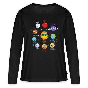 Système solaire - T-shirt manches longues Premium bio Femme - noir - Devant - Julia (174cm)