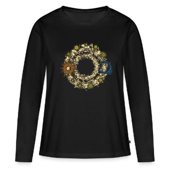 Spirituell Sterne Mond Sonne Kunst Illustration - Frauen Premium Bio Langarmshirt - Schwarz - Vorne - Julia (174cm)