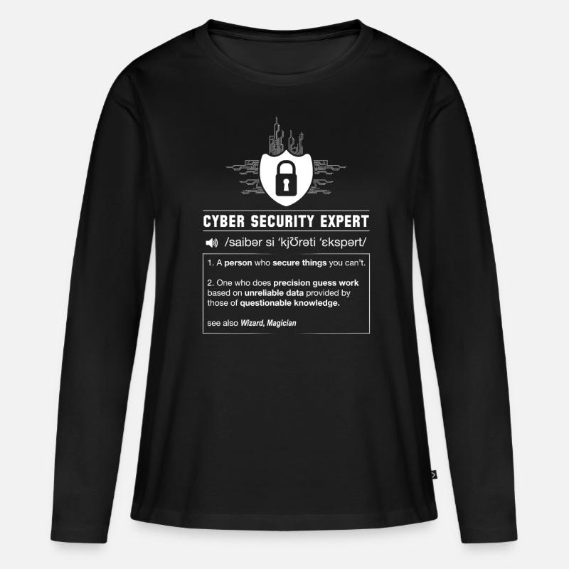 Cyber Security Definition Programmierer IT Nerd - Frauen Premium Bio Langarmshirt - Schwarz