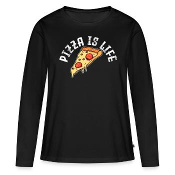 Pizza Pizza Pizza - T-shirt manches longues Premium bio Femme - noir - Devant - Julia (174cm)