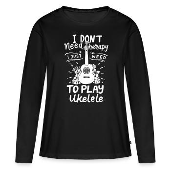 Ukulélé - T-shirt manches longues Premium bio Femme - noir - Devant - Julia (174cm)