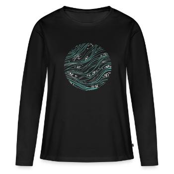 Océan - cercle de courant océanique - T-shirt manches longues Premium bio Femme - noir - Devant - Julia (174cm)