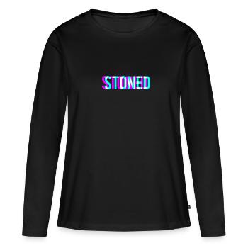 Stoned Kiffer 3D Schrift Weed 420 Cannabis Smoker - Frauen Premium Bio Langarmshirt - Schwarz - Vorne - Julia (174cm)