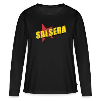 salsa - T-shirt manches longues Premium bio Femme - noir - Devant - Julia (174cm)
