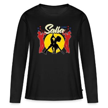 Salsa - Frauen Premium Bio Langarmshirt - Schwarz - Vorne - Julia (174cm)