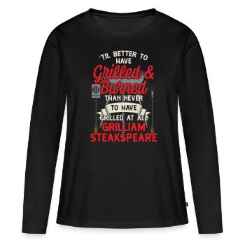 Funny BBQ BBQ Griller Shirt - T-shirt manches longues Premium bio Femme - noir - Devant - Julia (174cm)