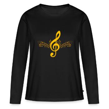 Morceau de musique de clé - T-shirt manches longues Premium bio Femme - noir - Devant - Julia (174cm)