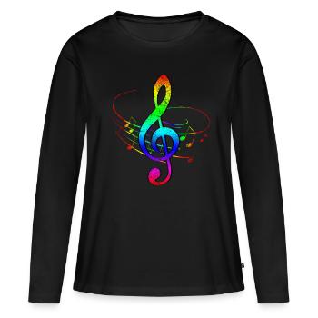 Notenschlüssel Musiker - Frauen Premium Bio Langarmshirt - Schwarz - Vorne - Julia (174cm)