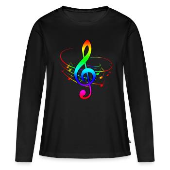 Morceau de musique Clef - T-shirt manches longues Premium bio Femme - noir - Devant - Julia (174cm)