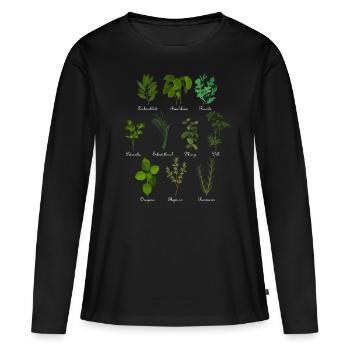 Vintage botanische Kräuter - Frauen Premium Bio Langarmshirt - Schwarz - Vorne - Julia (174cm)