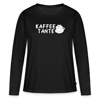 Kaffeetante Kaffee Milchkaffee Trinkerin - Frauen Premium Bio Langarmshirt - Schwarz - Vorne - Julia (174cm)