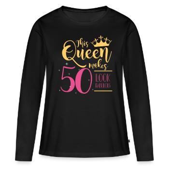 This Queen Makes 50 Look Fabulous T-Shirt 1970 - Women's Premium Organic Long Sleeve Shirt - black - Front - Julia (174cm)