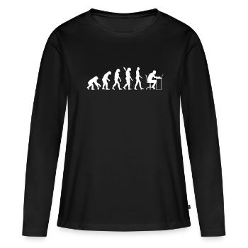 Informatique - Evolution humaine / Darwin - T-shirt manches longues Premium bio Femme - noir - Devant - Julia (174cm)