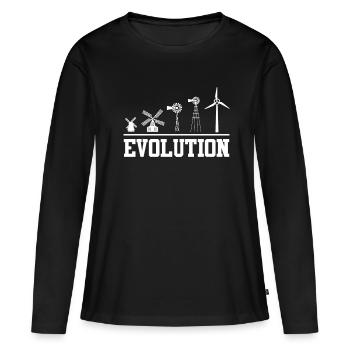 Évolution éolienne environnement énergétique énergie éolienne - T-shirt manches longues Premium bio Femme - noir - Devant - Julia (174cm)