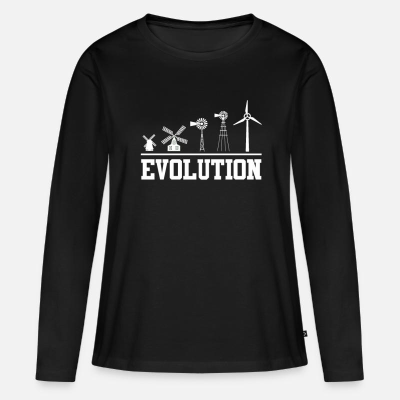 Windturbine Evolution Energie Umwelt Windkraft - Frauen Premium Bio Langarmshirt - Schwarz