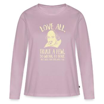 Littérature de William Shakespeare disant théâtre - T-shirt manches longues Premium bio Femme - rose poudré - Devant - Julia (174cm)
