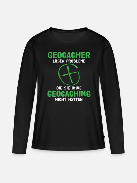 Geocaching Geocacher Schatzsuche - Frauen Premium Bio Langarmshirt - Schwarz