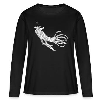 Sea Emperor Graphique transparent - T-shirt manches longues Premium bio Femme - noir - Devant - Julia (174cm)