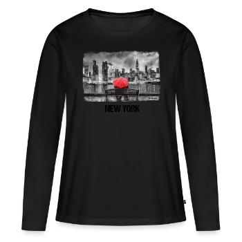 Parapluie PD Moreno New York - T-shirt manches longues Premium bio Femme - noir - Devant - Julia (174cm)