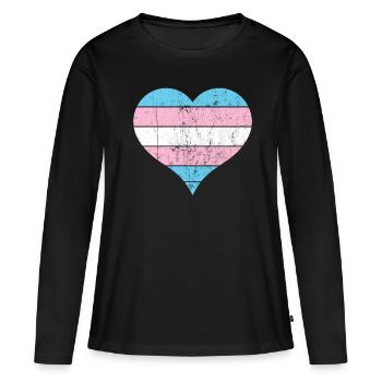 Transgender LGBT Pride Herz - Frauen Premium Bio Langarmshirt - Schwarz - Vorne - Julia (174cm)
