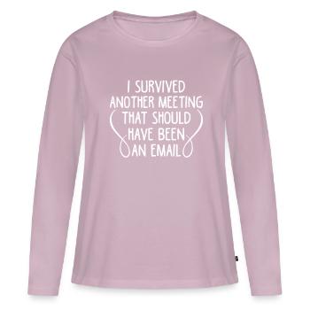 Cadeau pour un collègue collègue J'ai survécu à une autre réunion - T-shirt manches longues Premium bio Femme - rose poudré - Devant - Julia (174cm)