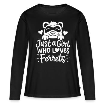 Frettchen - Frauen Premium Bio Langarmshirt - Schwarz - Vorne - Julia (174cm)