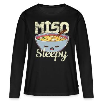 Soupe miso - T-shirt manches longues Premium bio Femme - noir - Devant - Julia (174cm)