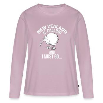 Nouvelle-Zélande Kiwi New Zealander - T-shirt manches longues Premium bio Femme - rose poudré - Devant - Julia (174cm)