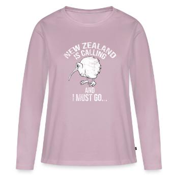 kiwi - T-shirt manches longues Premium bio Femme - rose poudré - Devant - Julia (174cm)