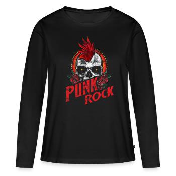 Punk crâne punk rock punks punk rocker - T-shirt manches longues Premium bio Femme - noir - Devant - Julia (174cm)