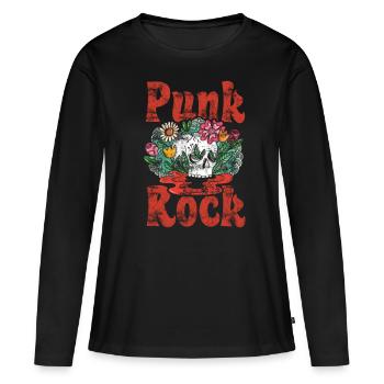 Punk crâne punk rock punks punk rocker - T-shirt manches longues Premium bio Femme - noir - Devant - Julia (174cm)