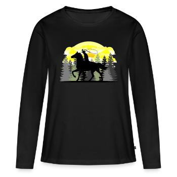 équitation Western - T-shirt manches longues Premium bio Femme - noir - Devant - Julia (174cm)
