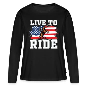 équitation Western - T-shirt manches longues Premium bio Femme - noir - Devant - Julia (174cm)
