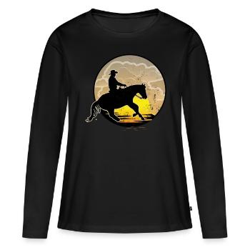 Westernreiten - Frauen Premium Bio Langarmshirt - Schwarz - Vorne - Julia (174cm)