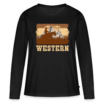 équitation Western - T-shirt manches longues Premium bio Femme - noir - Devant - Julia (174cm)