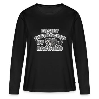 Raton laveur Forêt Bandit - T-shirt manches longues Premium bio Femme - noir - Devant - Julia (174cm)