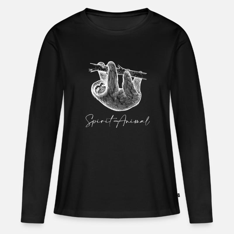 Faultier - Frauen Premium Bio Langarmshirt - Schwarz