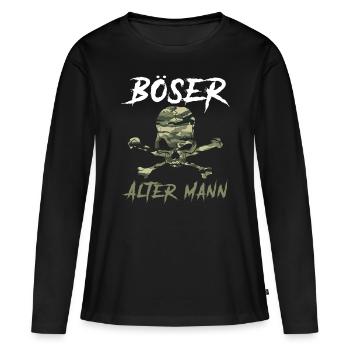 Böser alter Mann Camouflage Tarnmuster Totenkopf - Frauen Premium Bio Langarmshirt - Schwarz - Vorne - Julia (174cm)