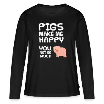 Schwein - Frauen Premium Bio Langarmshirt - Schwarz - Vorne - Julia (174cm)